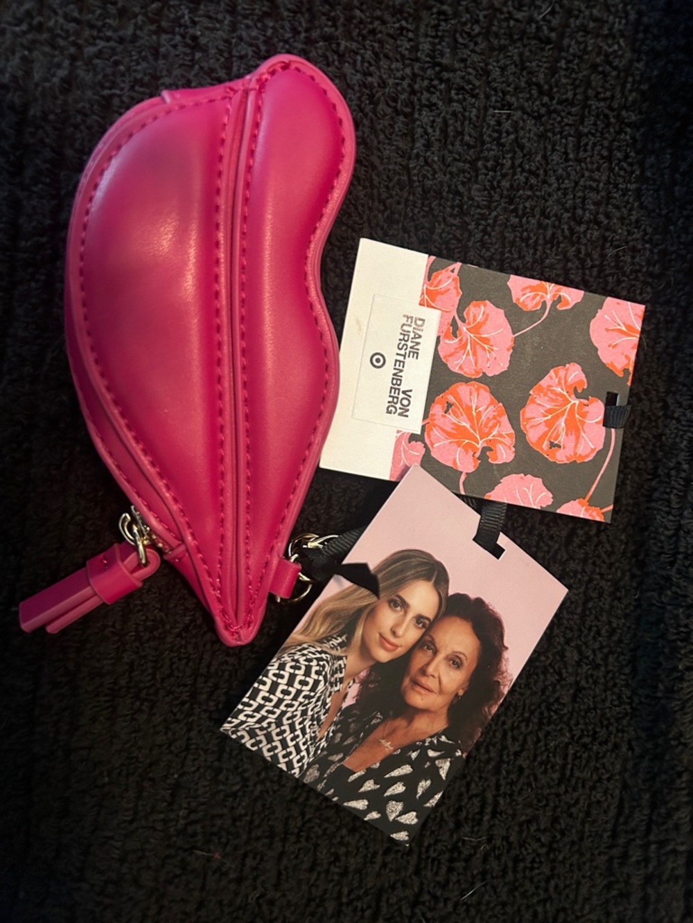 Diane Von Furstenberg Hot Pink Lip-Shaped Card & Coin Holder